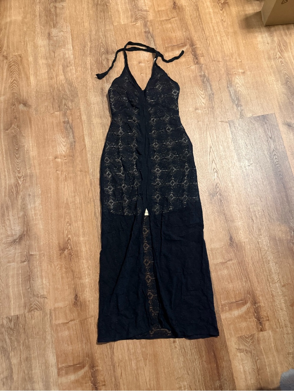 Guess Black Lace Halter Maxi Dress - Picture 2 of 6